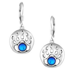 Bear Paw Earrings Sterling Silver Crystal Jewelry Dangle